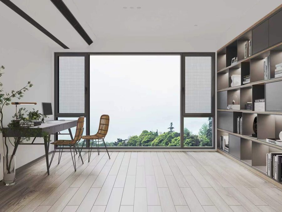 Showroom interior displaying aluminium window and door sample systems
