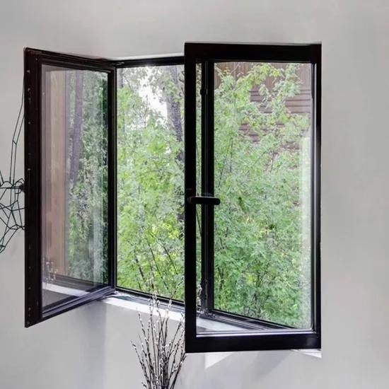 Aluminium casement window with thermal break profile installed in a villa
